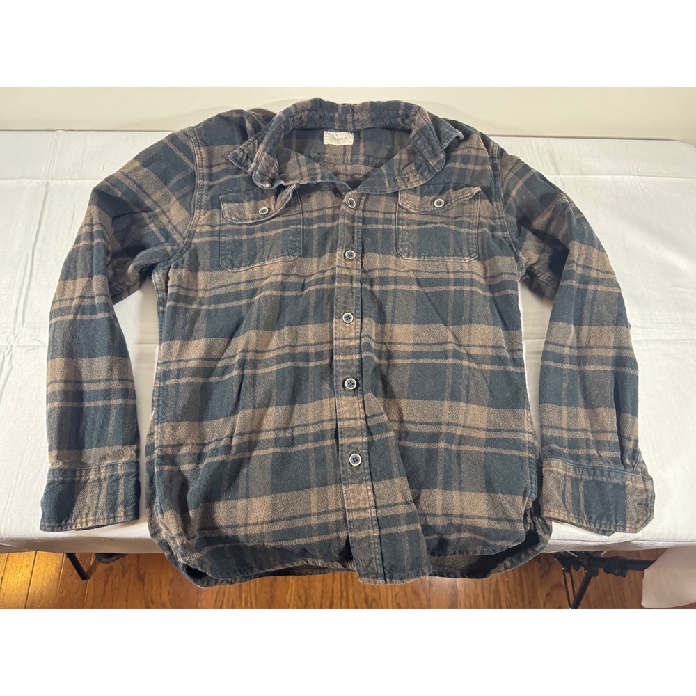 Jachs NY Brawney Men Brown Black Plaid Heavyweight Flannel Long Sleeve Shirt  M